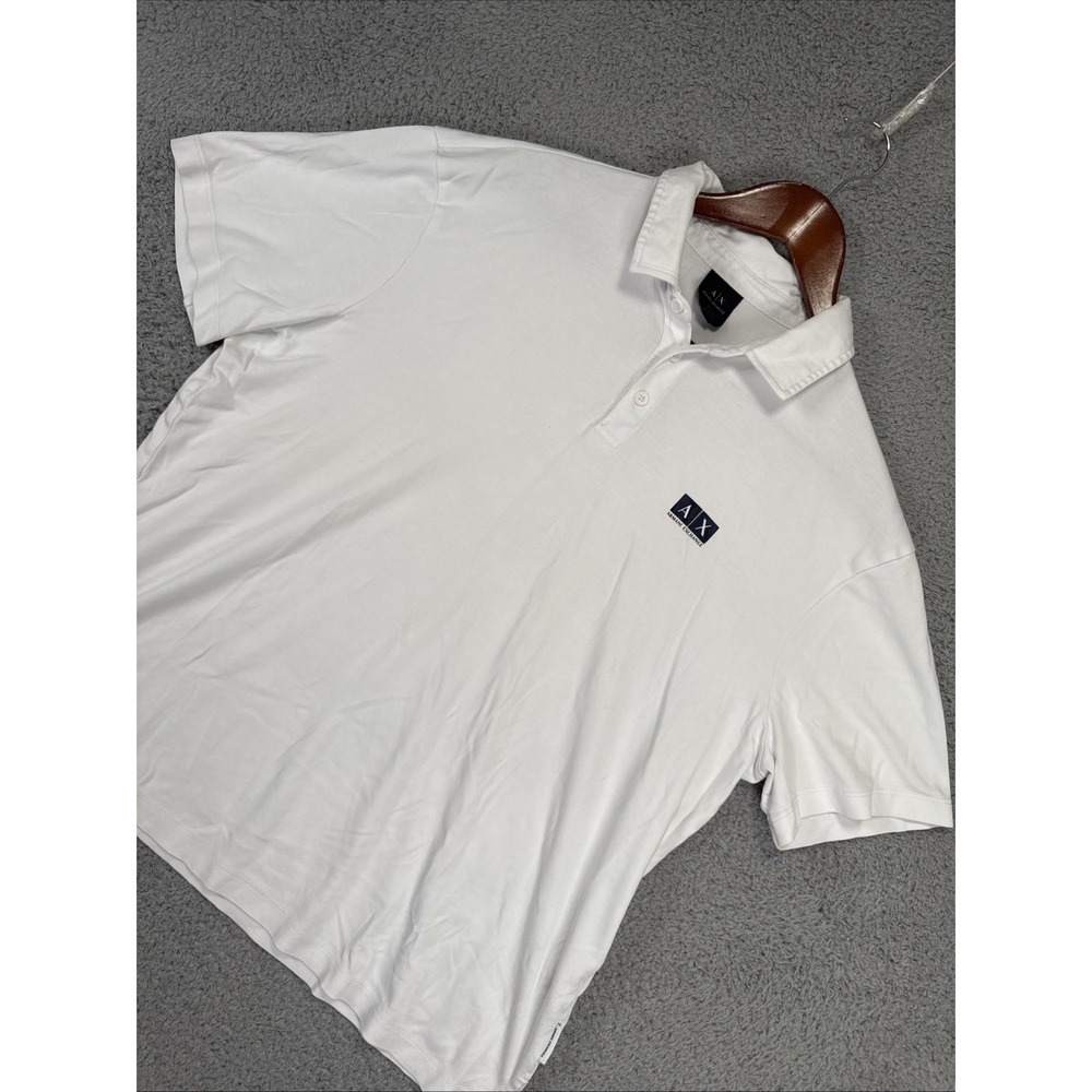 A/X Armani‎ Exchange Polo Shirt Mens Large White Black Golf Sport